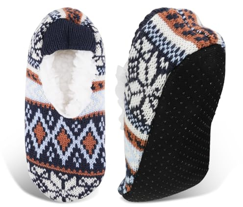 YUFFQOPC Slipper Socks for Women Teenagers, Ladies Slipper Sock with Grippers, Anti Slip Fleece Lined Fluffy Socks Womens Warm Thick Sock Slippers Cosy Warm Indoor Barefoot Slippers Bed Socks (3-6 UK)