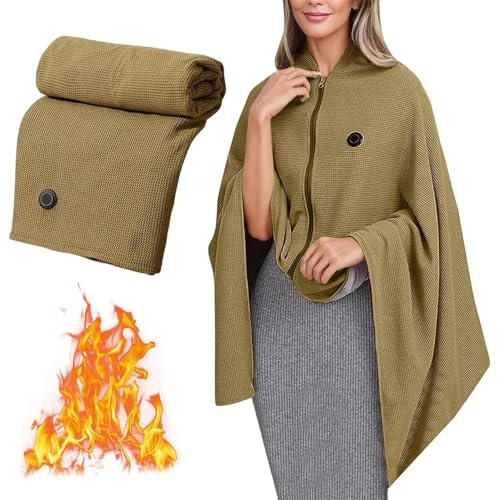 Heated Shawl Wearable Electric Blanket, Quickly Heats Up in 15 Seconds, Comfortable and Safe, Machine Washable Suitable for Office and Home Environments(Green)