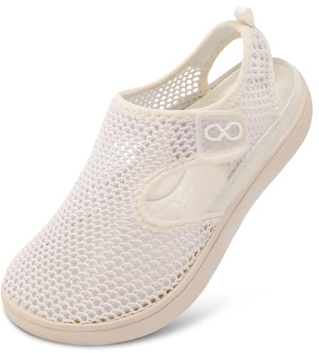 XIHALOOK Closed Toe Sandals for Women Flat Sandals for Beach Travel Summer Breathable Walking Shoes Zero Drop Wide Barefoot Shoes Beige 7 W US