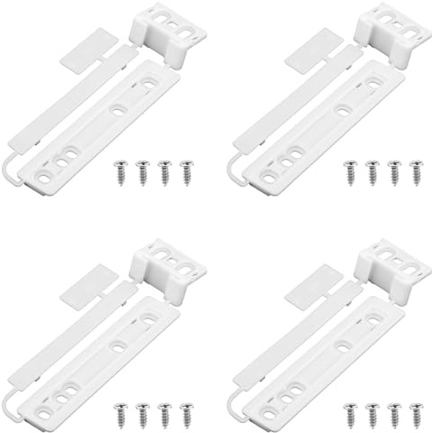 Fukaisu 4pcs Universel Intégré Réfrigérateur Congélateur Glissière Porte avec Supports & Agrafes, Montage Porte Réfrigérateur Kit d'Installation Rail Fixation Accessoire Pièce Réparation