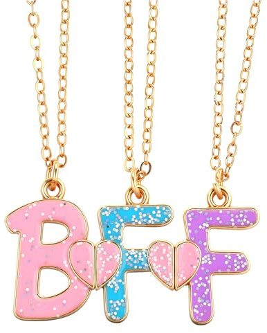 ElevateTech Bff Necklaces Best Friend for 3 Friendship Necklace Matching Necklaces for Three Best Friends Anniversary Birthday Gifts Sisters Necklace
