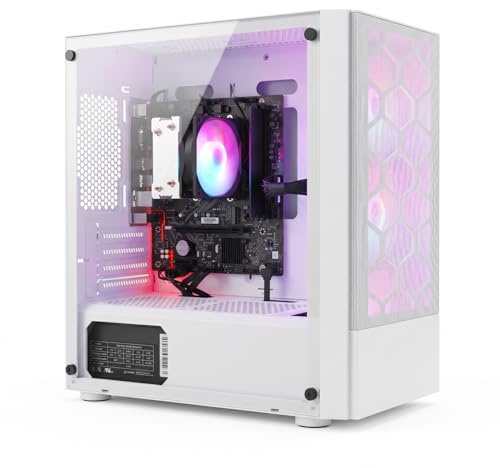 STGsivir PC Gamer Fixe, Ryzen 5 3400G, Vega 11, 16G DDR4, 512G SSD | Ordinateur Gaming pour Streaming,Montage Vidéo,Devoirs, Jusqu'à 4.0 GHz, WiFi 6, BT 5.0, HDMI, Win11 Pro, Boîtier ARGB