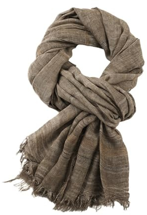 WTAXBH bomull linne halsduk bomull linne män halsduk höst vinter randig herr halsdukar vardaglig halsduk män accessoarer sjalar, Khaki, en storlek