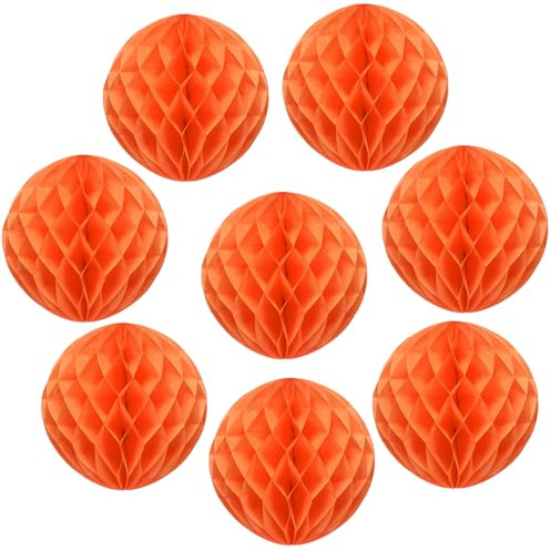 QUARKZMAN 8 Pcs Bolas De Panal 4 Diámetro Flores De Papel DIY Naranja