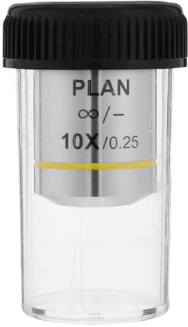 JEWEDECO Lente Obiettivo 10x per Microscopio Biologico, Accessorio di Ricambio ad Alta Risoluzione Correzione Colore, Ingrandimento Potenziato per Analisi di Laboratorio Dettagliate