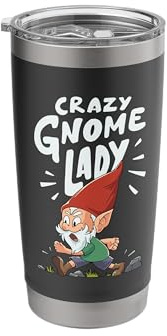 Lawn Garden Crazy Gnome Lady Design for a Garden Dwarf Fan Stainless Steel Insulated Tumbler