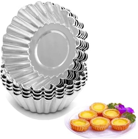 Gonehyu Aluminum Egg Tart Molds 80pcs Egg Tart Molds Aluminum Cupcake Cake Cookie Lined Mold Mould Tin Baking Cups Kitchen Tool Reusable Nonstick Tartlets Hot