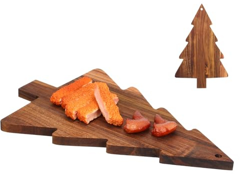 ASAKKURA Tagliere di Salumi a Forma di Albero di Natale in Legno Naturale, Vassoio da Portata Multiuso per Snack e Formaggi, Decorazione Natalizia per Cucina e Tavola Festiva