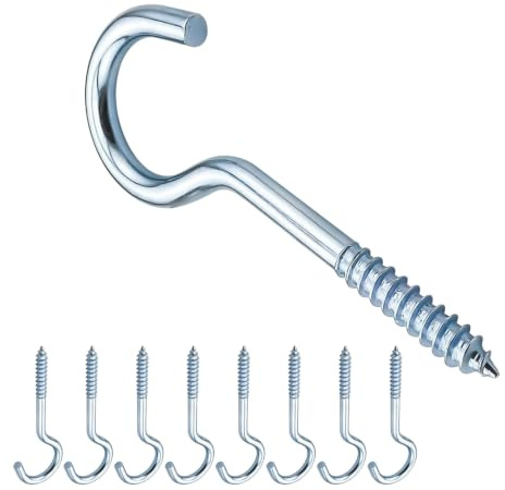 Qrity 20 Piezas Ganchos de Tornillo, 50mm Gancho Pared de Tornillo de Acero al Carbono, Hembrillas Abiertas Ganchos para Colgar Cosas en Interiores y Exteriores