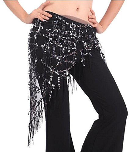 Fenteer Hüftgürtel Bauchtanz Hüfttuch Tanztücher Pailletten Gürtel Belly Dance Scarf Tuch Chiffon Schal