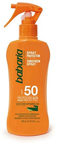 Babaria Spray Protector Solar Aloe Spf50, Blanco, 200 Mililitros