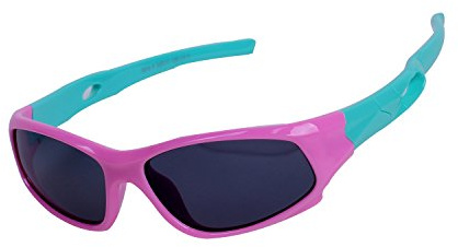 Qixuan Gafas de sol deportivas polarizadas TR90 para niños y niñas de 3 a 12 años, montura de goma flexible, 100% protección UV, con estuche, Rosa., small