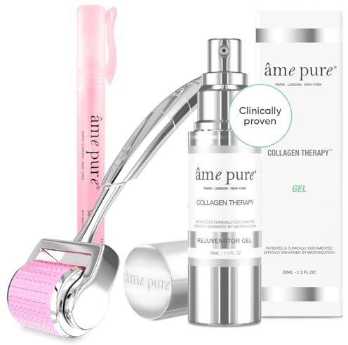 âme pure® CIT Face Roller Basic Set 100% natürliche Mikronadelbehandlung für empfindliche Haut für ein perfekt strahlendes Hautbild ohne Fältchen und Hautunreinheiten (0.5mm)