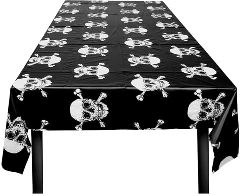 Boland 74115 - Tovaglia Pirata, dimensioni 130 x 180 cm, tovaglia con motivo teschio, decorazione, addobbo per compleanno o festa a tema