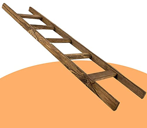 Holzleiter als Dekoelement oder Kleiderleider, Handtuchhalter 165cm in brauner Vintage Optik