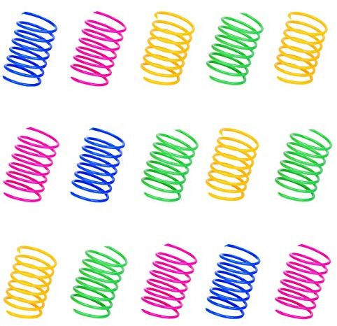 ISMARTEN 100 Pack Pet Wide Colorful Springs Cat Toys Plastic Coil Spiral Springs for Cat Kitten Pets (Random Color)