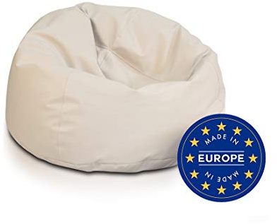 Ecopuf Sakwa M Sitzsack aus Kunstleder, gepolstert, mit doppeltem Reißverschluss, auslaufsicher, 90 x 50 cm