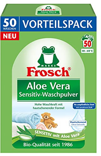Frosch Lessive en poudre pour personnes allergiques et peaux sensibles à l'extrait d'aloe vera 50 WL 3,3 kg