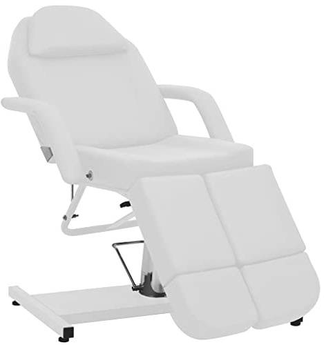 vidaXL Kosmetikstuhl Einstellbar Drehbar Kosmetikliege Therapieliege Massageliege Tattooliege Tattoostuhl Kunstleder Weiß 180x62x78cm