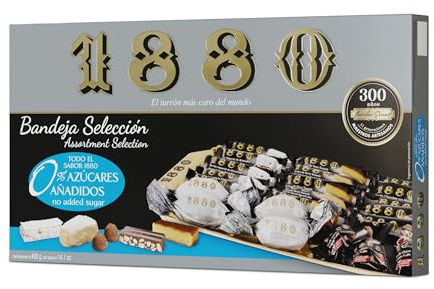 1880 Bandeja Selección de Especialidades, Sin Azúcares Añadidos, 400 g | Dulces artesanales, turrones y chocolates variados, hecho en España, ideal para regalar y compartir, dulce navideño