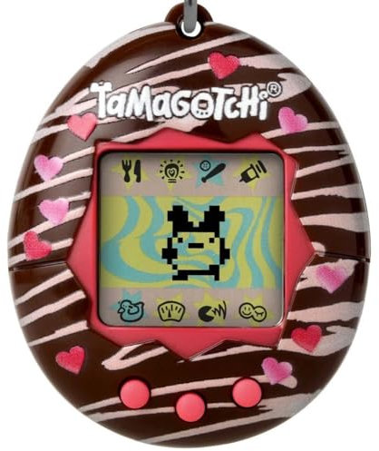 TAMAGOTCHI Bandai Original Chocolate Shell Original Cyber Pet 90s Adults and Kids Toy with Chain | Retro Virtual Pets are Great Boys and Girls Toys or Gifts for Ages 8+