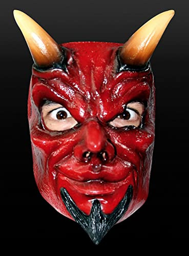 Maskworld Teufelsmaske Maske des Grauens aus Latex - Erwachsenen Horror Kostüm Halbmaske - ideal auch für Karneval, Motto- & Grusel-Party