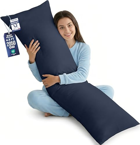 Utopia Bedding Bolster Pillow Pack of 1, (Double, 4Ft 6 Inch), Full Body Pillow, Soft Hollowfiber Filling, Long Pregnancy Pillow for Maternity Support and Side Sleeper (Navy)