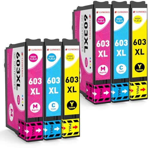 Clywenss 603 XL Druckerpatronen Kompatibel mit Epson 603XL für Expression Home XP-3100 XP-3150 XP-3105 XP-2100 XP-2105 XP-4100 XP-4105 2155 WorkForce WF-2810 WF-2820 WF-2840 2845 2870 Patronen, 6-Pack