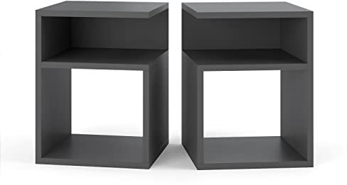 MRBLS Nachttisch 2er Set Boxspringbett Nachtschrank Nachtkommode Modern Möbel ohne Schubladen für Ihr Schlafzimmer, Wohnzimmer Beistelltisch Einfacher Sofatisch (Grau Matt) – 32 x 40 x 30 cm (B/H/T)