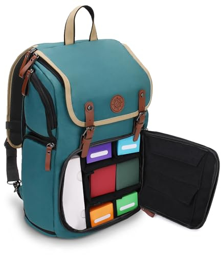 Enhance Sammelkarten-Aufbewahrungsbox-Rucksack in voller Größe für Spielkarten – Platz für Kartenordner, TCG Box Aufbewahrung, Playmat-Halter kompatibel mit Magic The Gathering, Pokemon (Grün)