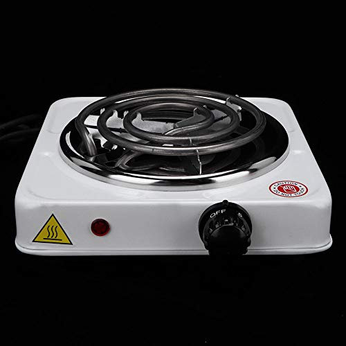 Dioche Cuisinière électrique Plaque Chauffante électrique Alliage Blanc 1000W Ménage Mini Poêle électrique Portable Plaque Chauffante Blanc (Prise US 110V)