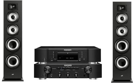 Marantz PM6007 Amplifier, Integrated Amplifier with Digital Connectivity + POLK AUDIO Monitor XT70 High-Resolution Floor-Standing Tower Loudspeaker + Marantz CD6007 CD Player, Fine Tuned CD Player