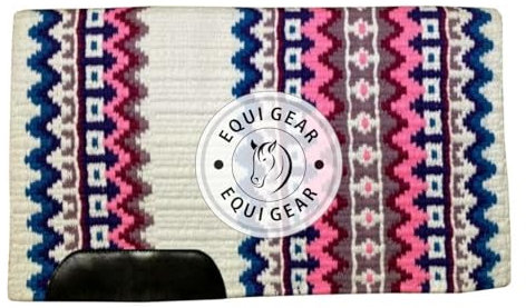 EQUIGEAR Western Show Horse Satteldecke aus neuseeländischer Wolle, Western-Design, handgefertigte Satteldecke, Wollpolster, Sensor Flex (Anpassung möglich), WQ61 (34x42)