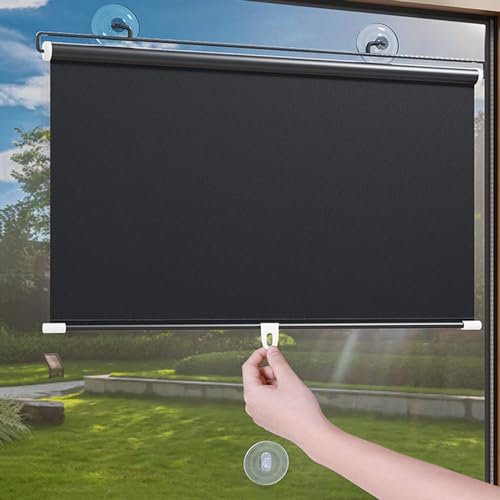 X1NGFU Saugnapfes Rollo Fensterrollo,Sonnenschutz Verdunkelungsrollo mit Saugnäpfen,Sichtschutz Temporäre Jalousien Für Fenster,Sichtschutz,für Büro,Auto,Ohne Bohren,Breite X Länge (40cm x 60cm)
