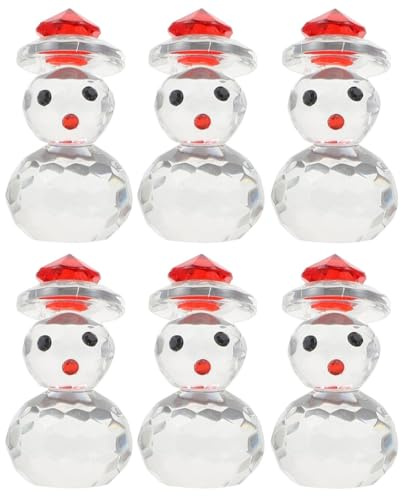 Ciieeo 6stücke Kristall Schneemann Figuren Klassische Weihnachtsdeko Für Zuhause Büro Oder Einkaufszentrum Detailreiche Tischornamente Mit Rotem Hut Für Festliche Stimmung