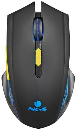 NGS GMX-200 - Souris de Jeu sans Fil avec éclairage LED 6 Boutons capteur Optique réglable Compatible PC et Ordinateurs Portables/PS/Xbox/Nintendo Switch/tablettes/téléphones précision et contrôle