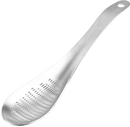 YOUNAFEN Cuchara ralladora de acero inoxidable, cuchara de té, rallador de ajo, rallador de limón para el hogar, cocina, frutas, verduras, rallador, cuchara