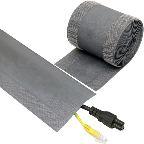 ECOHomes Carpet Cord Covers for Carpet (Grey, 4 Inch x 10 FT) | Hide Floor Cables, Electric Wires, Low Profile, Cord Hider for Extension Cords, Cable Management in Home, Office, Cord Hider