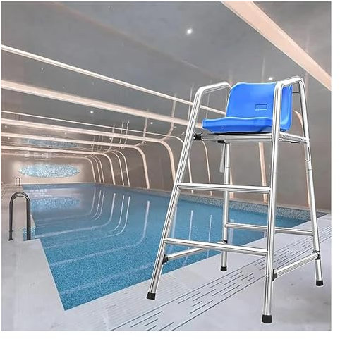 silla de socorrista de piscina Silla de salvavidas desmontable para terraza/piscina, silla de observación impermeable de acero inoxidable 304, escalera de salvavidas para árbitro de alta resistencia(H