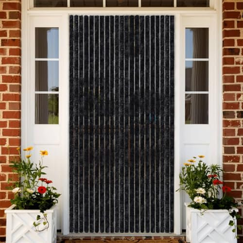 Homgoday Fliegenvorhang Anthrazit 100 x 230 cm aus Chenille, Möbel, Outdoor-Zelt für Privatsphäre, Vorhang für Garten und Balkon, Sonnensegel für den Außenbereich, Seitenvorhang für Terrasse im Freien