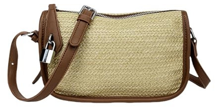 AMPOSSTO Crossbody Strohtasche für Damen und Mädchen, Stroh-Umhängetasche, modisch, gewebt, Cross-Body-Handtaschen, Braun