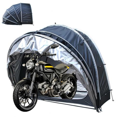 YSMSMZJK Fahrradgarage Hängen 2 in 1 Motorradgarage Winterfest mit 210D Oxford-Gewebe PU4000 Wasserdicht Gartenschuppen Geräteschuppen Fahrrad Schuppen Outdoor,Black