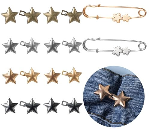 10 Paare Hose Enger Machen Clip, Hosenbund Enger Machen Einstellbar Knöpfe Hosen Enger Machen, Jean Knopfnadeln, Verstellbare Jeansknöpfe für Hosen Jeans Damen Rock