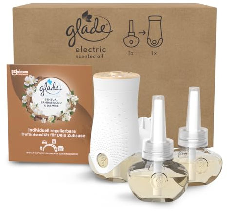 Glade (Brise) Electric Scented Oil, elektrischer Raumduft mit Duftöl inkl. 2 Nachfüller, Sensual Sandelwood & Jasmine