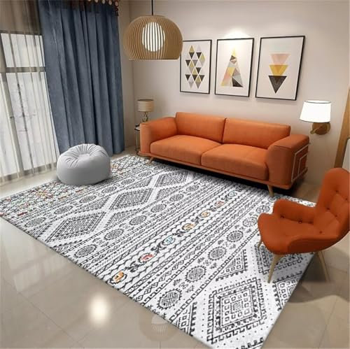 RUGMRZ Teppich Wohnzimmer Waschbar Teppichs Schlafzimme 150x200CM teppiche GrauModernes geometrisches Muster schmutzabweisender und langlebiger