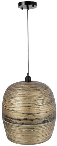 VIVANNO Deckenlampe Deckenleuchte Rattan PURO 33x33 cm schwarz gold