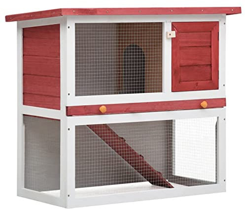 ShGaxin Kaninchenstall 1 Tür Rot Holz, Hamsterkäfig, Hasenkäfig, Kaninchenstall, Meerschweinchen Gehege, Meerschweinchen Käfig, Laufstall - 170833