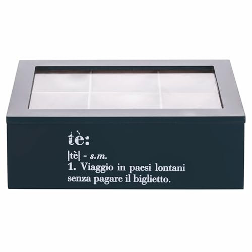 Villa d'Este Home Tivoli Scatola porta tè e tisane, 6 slot interni, blu, Victionary