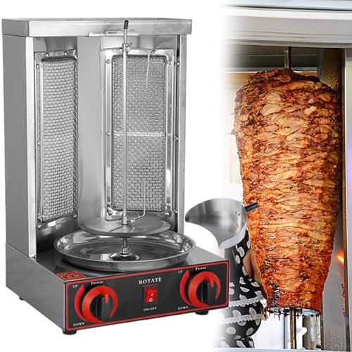 GESAIDES Máquina de Shawarma con Asador Vertical, Máquina de Shawarma a Gas, Parrilla Giratoria, Parrilla para Shawarma, Horno Asador, Máquina Asadora de Pollos