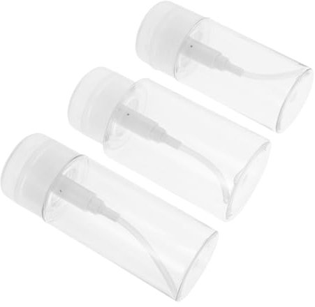 FRCOLOR 3pcs Push down Pump Bottle Set 120ml 150ml 200ml Empty Makeup Remover Sub Bottles for Nail Polish Remover Liquid Storage Travel Use